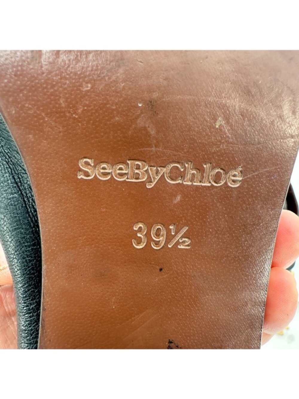 See By Chloe Women Size EU 39.5 US 9.5 Black Suede Gold Studded Mules Sandal - Picture 10 of 13